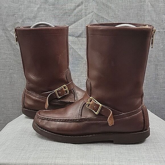 W.C Russell Moccasin Co Zephyr Boots Brown leather zip buckle hunting men's 8.5C - Picture 8 of 14